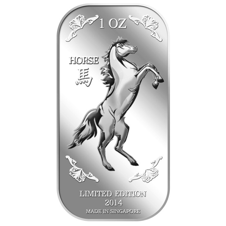 1Oz Golden Horse Silver Bar