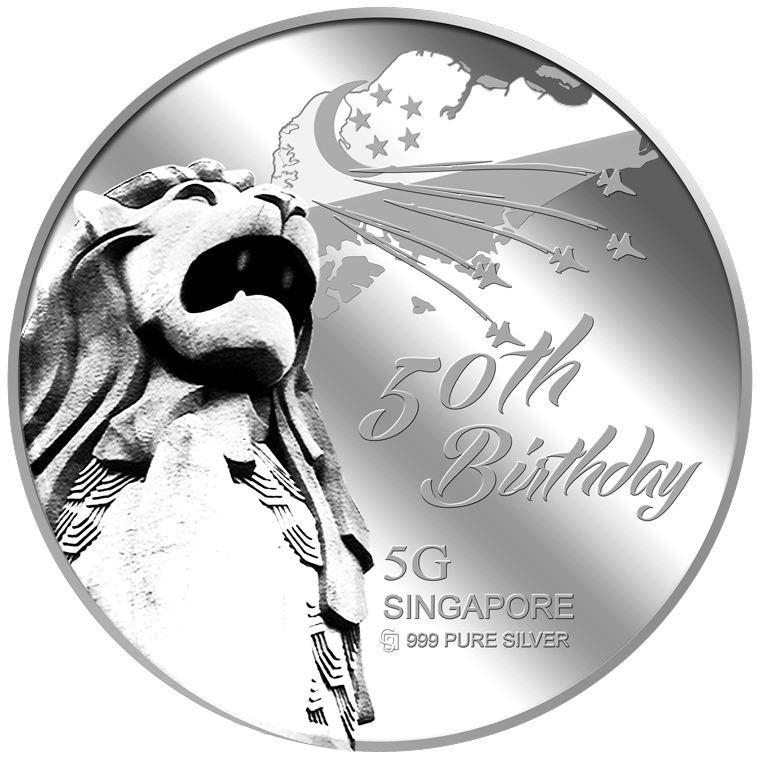 5g SG 50th Birthday (SERIES 1) Silver Medallion (YEAR 2015)