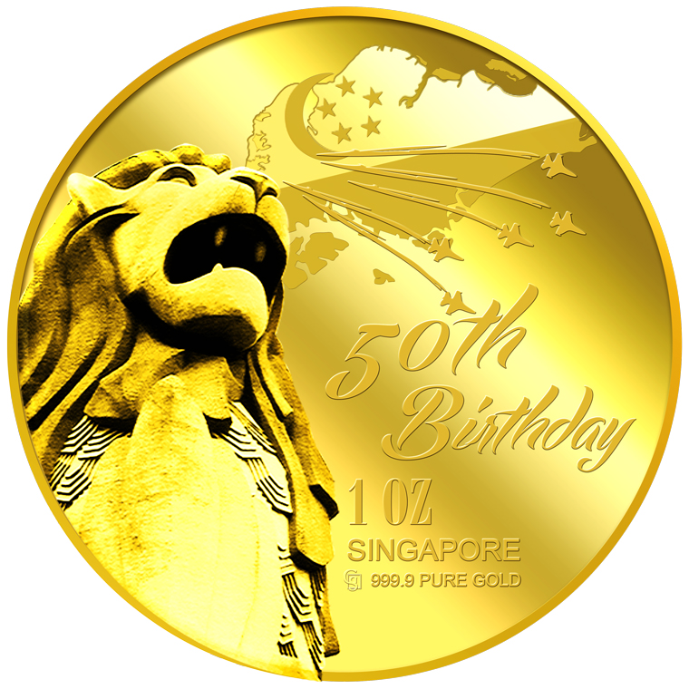 1oz SG 50th Birthday Gold Medallion (YEAR 2015)