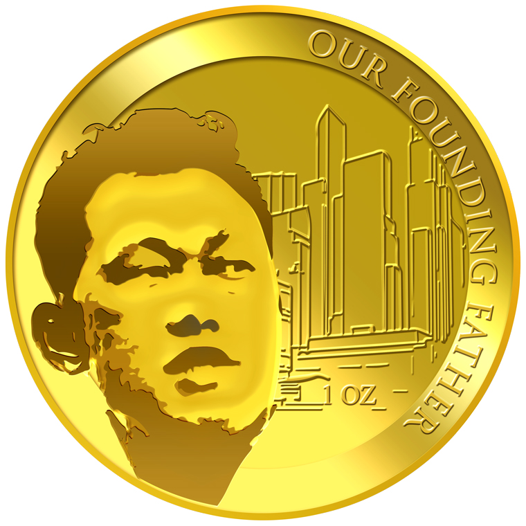 1oz SG Founding Father (Series 1) (1965 SG Independence Day) Gold Medallion (YEAR 2015)