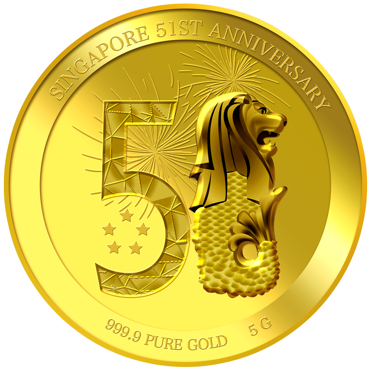 5g SG 51st Anniversary Gold Medallion (YEAR 2016)