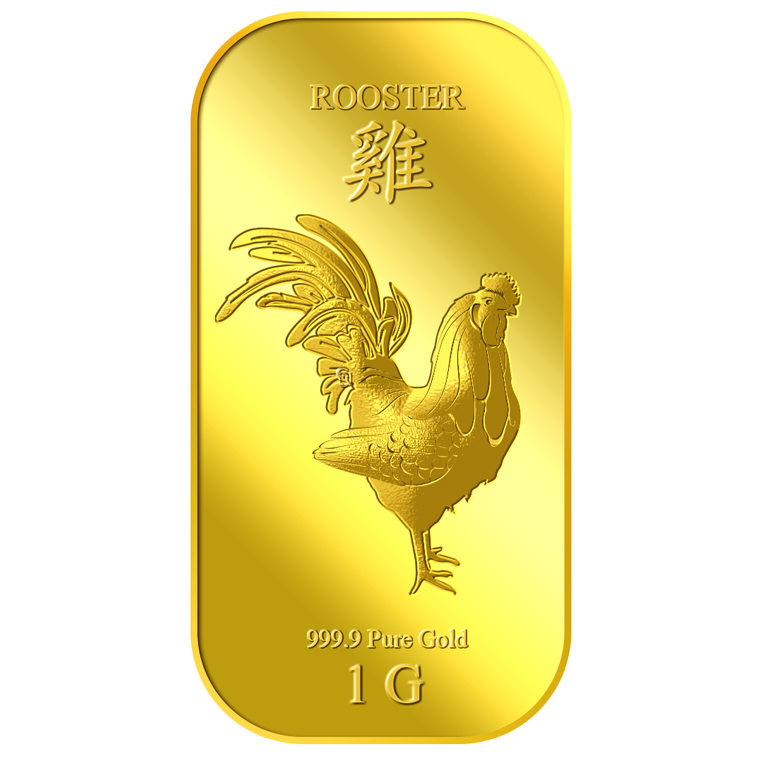1g Golden Rooster Gold Bar 
