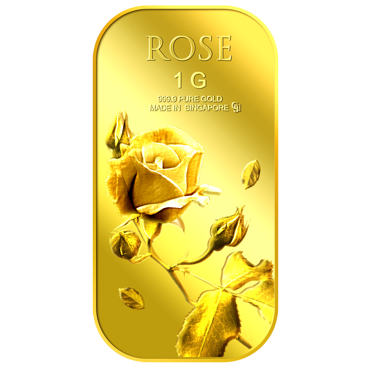 1g Small Rose (Series 1) Gold Bar 