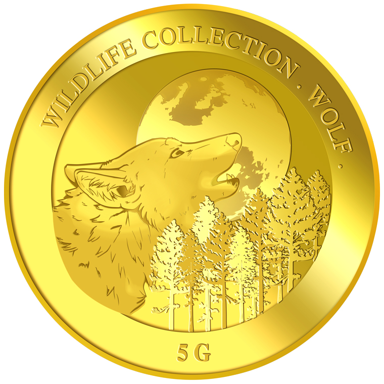 5g Wolf Gold Medallion