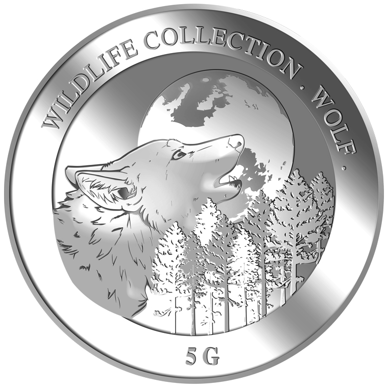 5g Wolf Silver Medallion
