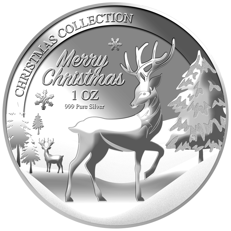 1oz 2016 Christmas Reindeer Silver Medallion