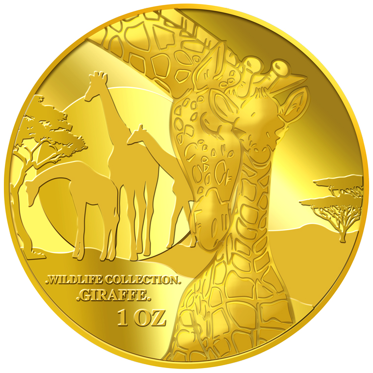 1oz Giraffe (Mother & Son) Gold Medallion