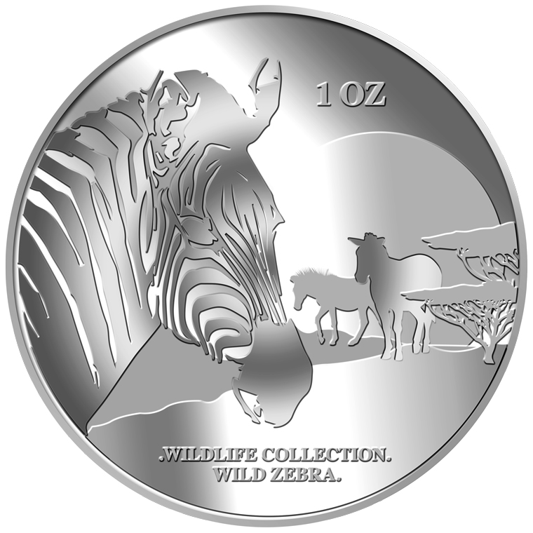 1oz Zebra Silver Medallion