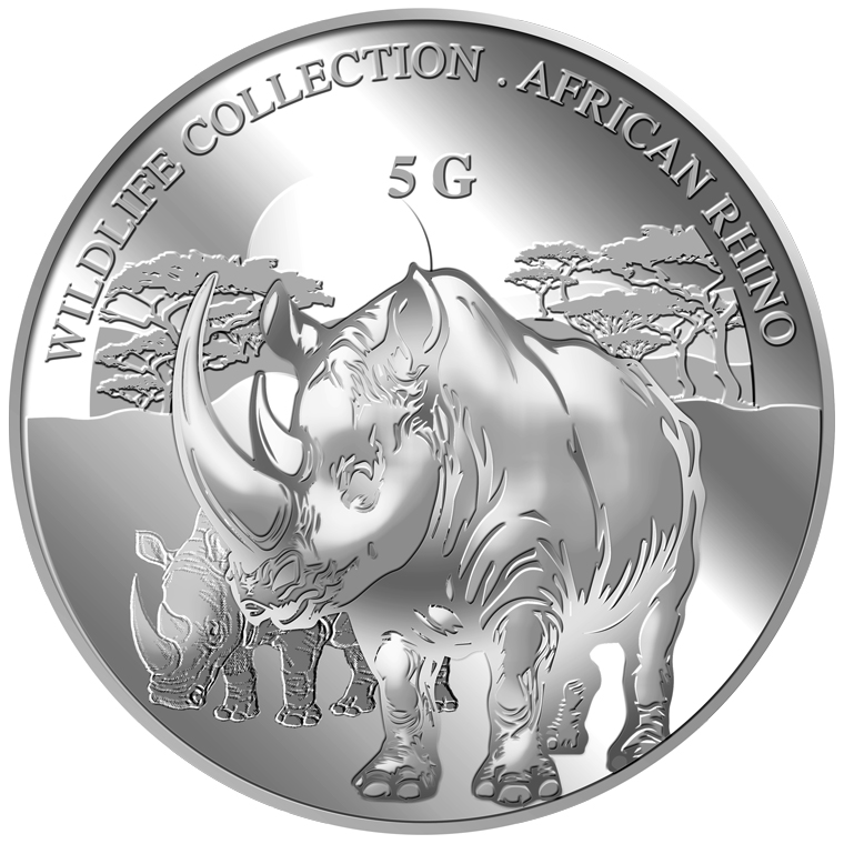 5g Rhinoceros Silver Medallion