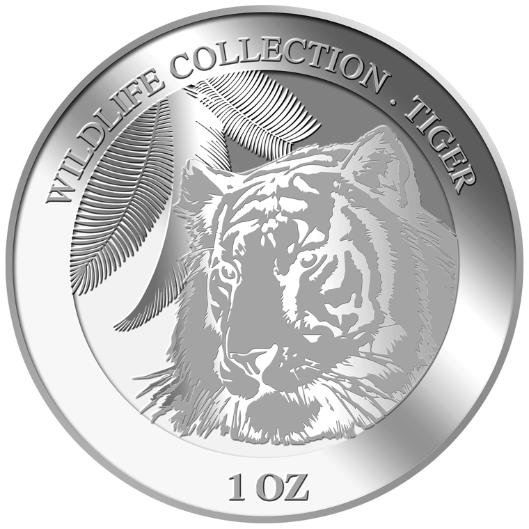1oz Golden Tiger Silver Medallion