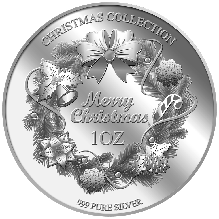 1oz 2017 Christmas Wreath Silver Medallion