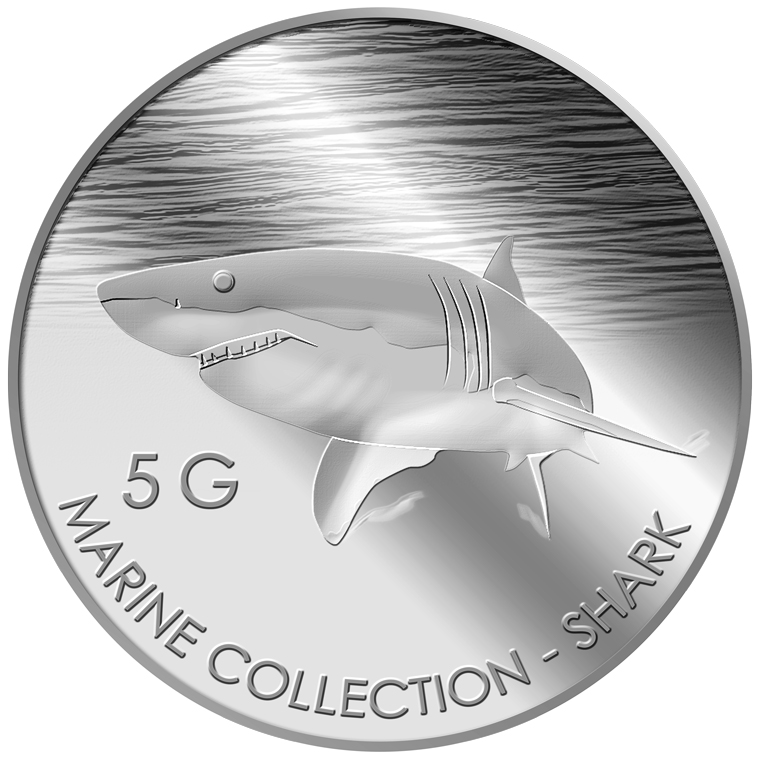 5g Shark Silver Medallion
