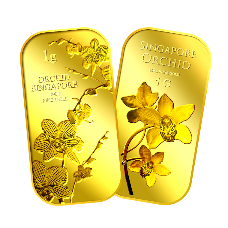 1g x 2 SG Orchid (Series 1) Gold Bar and SG Orchid (Series 2) Gold Bar
