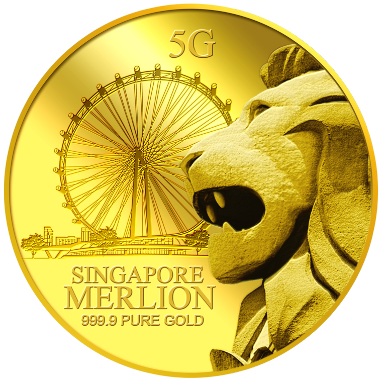 5G SG Merlion Flyer Gold Medallion