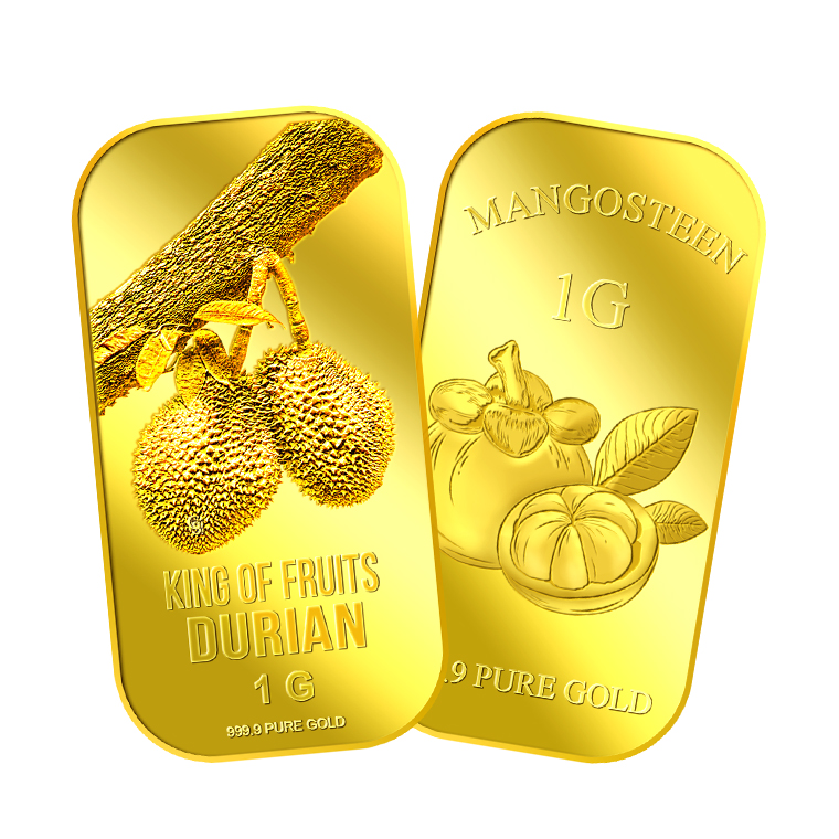 1G X 2 Durian and Mangosteen GOLD BAR