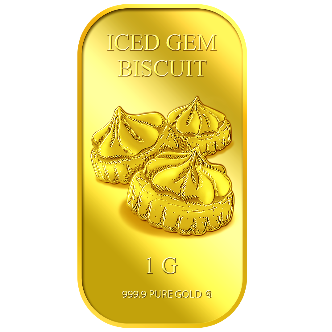 1g Iced Gem Biscuit Gold Bar