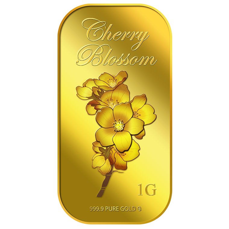 1g Cherry Blossom Gold Bar