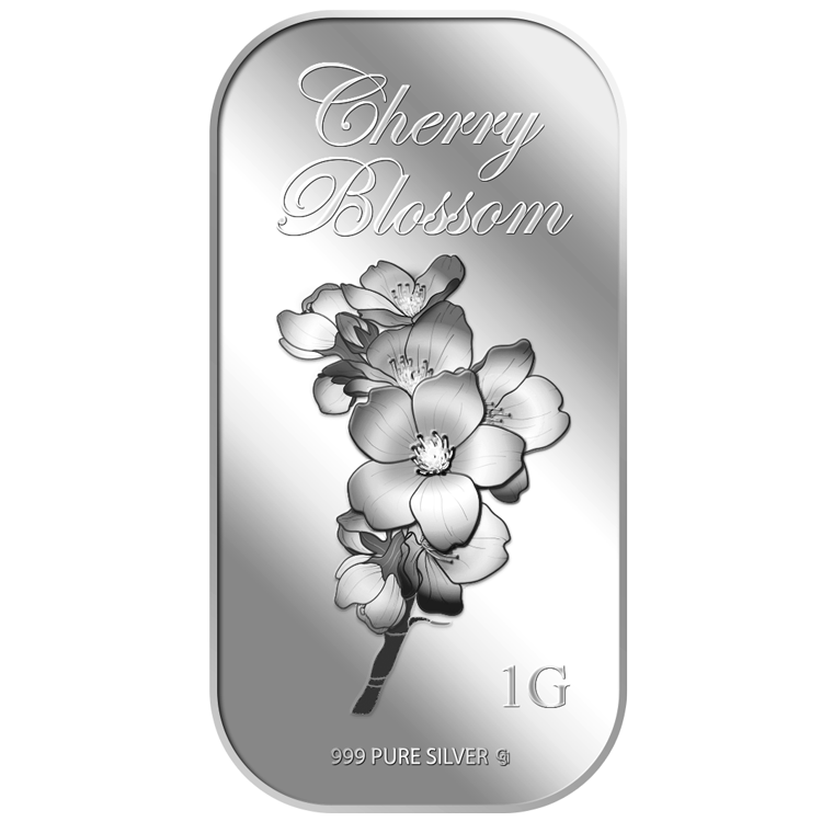 1g Cherry Blossom Silver Bar