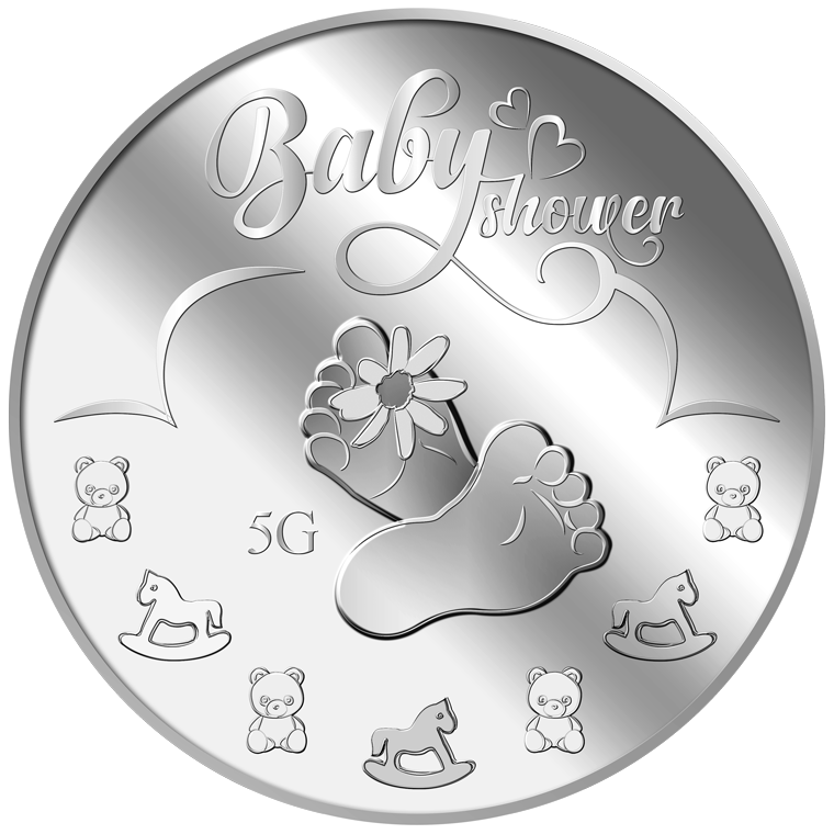 5g Baby Shower Silver Medallion