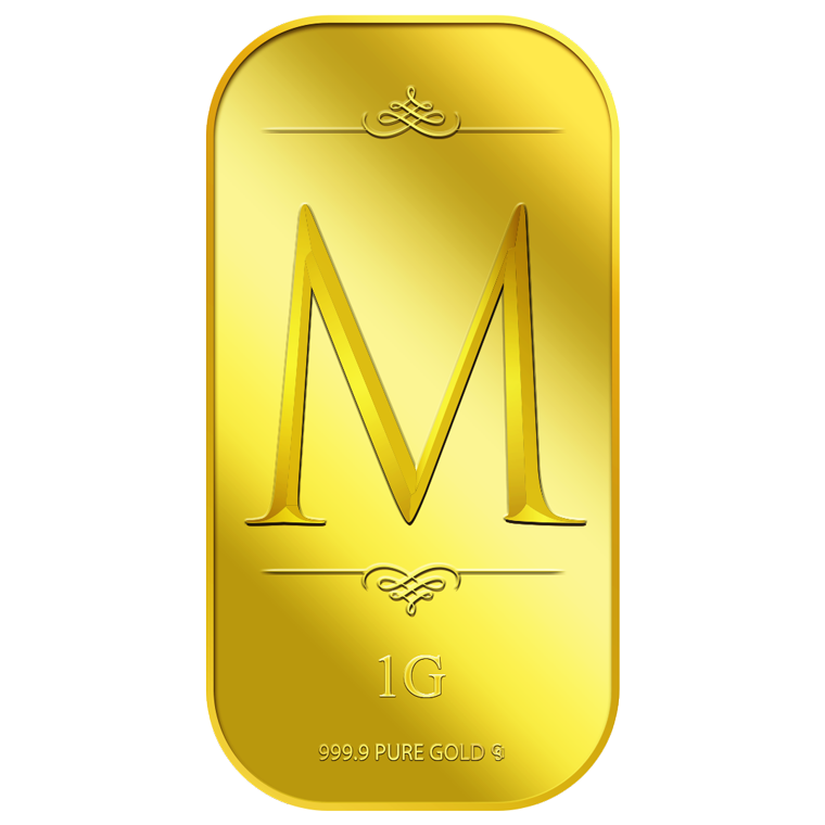 1g Alphabet M Gold Bar