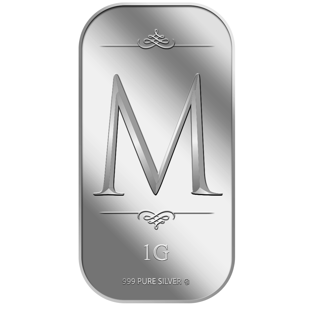 1g Alphabet M Silver Bar