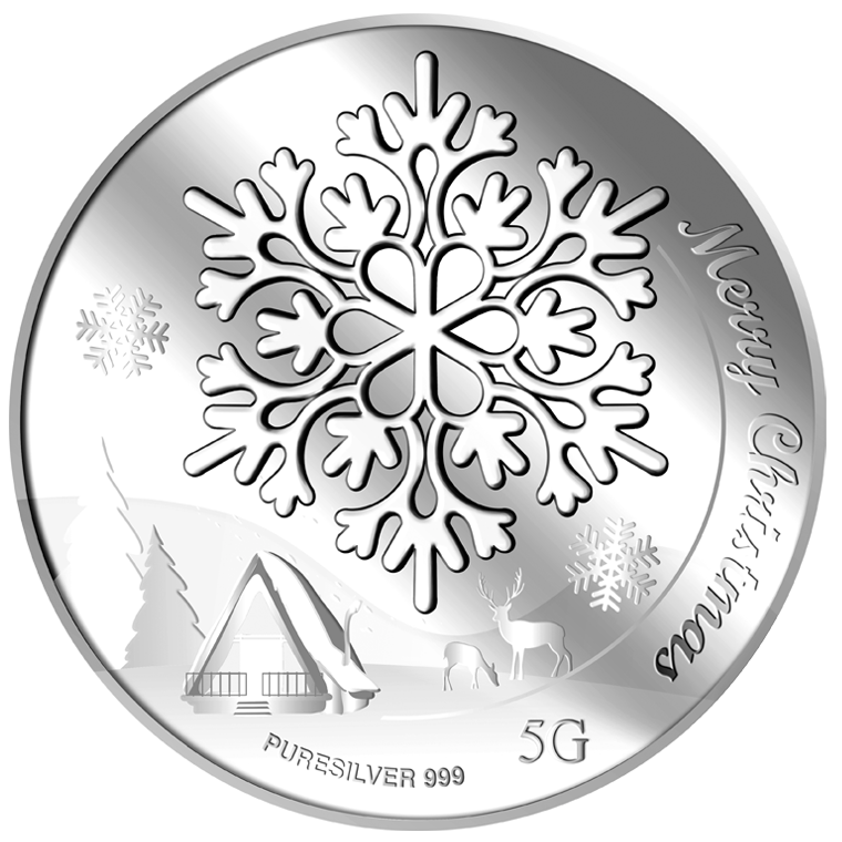 5g 2023 Christmas Snowflake Silver Medallion