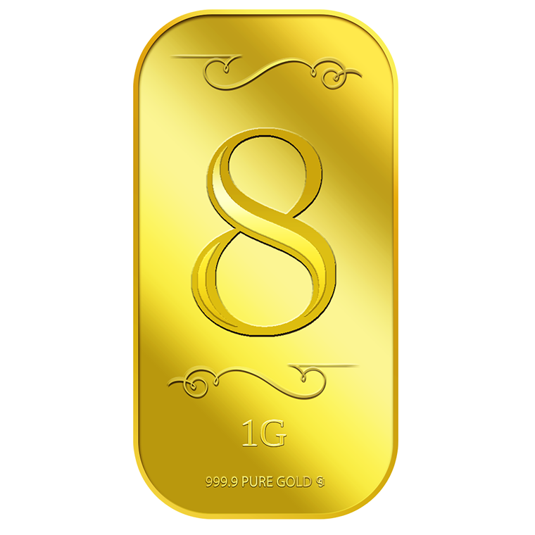 1g Number 8 Gold Bar