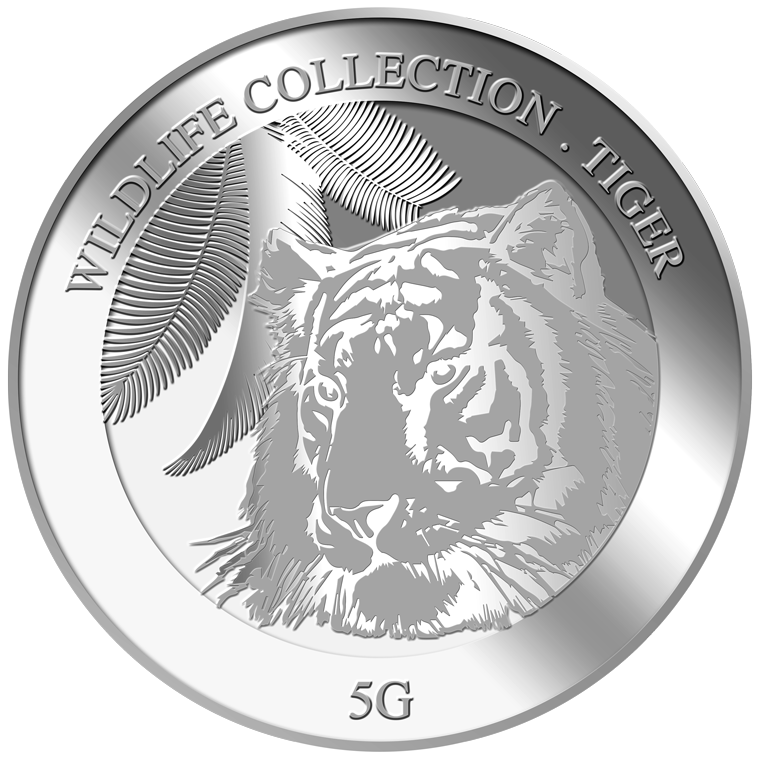 5g Golden Tiger Silver Medallion